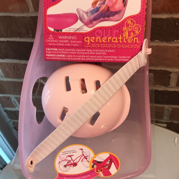 Our Generation Carry Me Bicycle Seat for 18 Inch Dolls - With Helmet in Pink - Picture 3 of 3